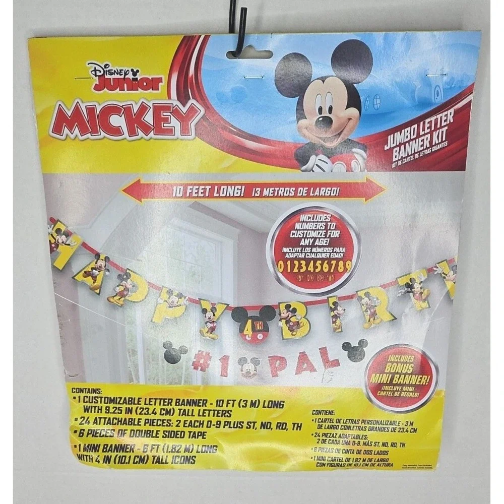 Disney Junior Mickey Mouse Jumbo Letter Banner Kit 10 Ft Yellow Birthday Decor‎